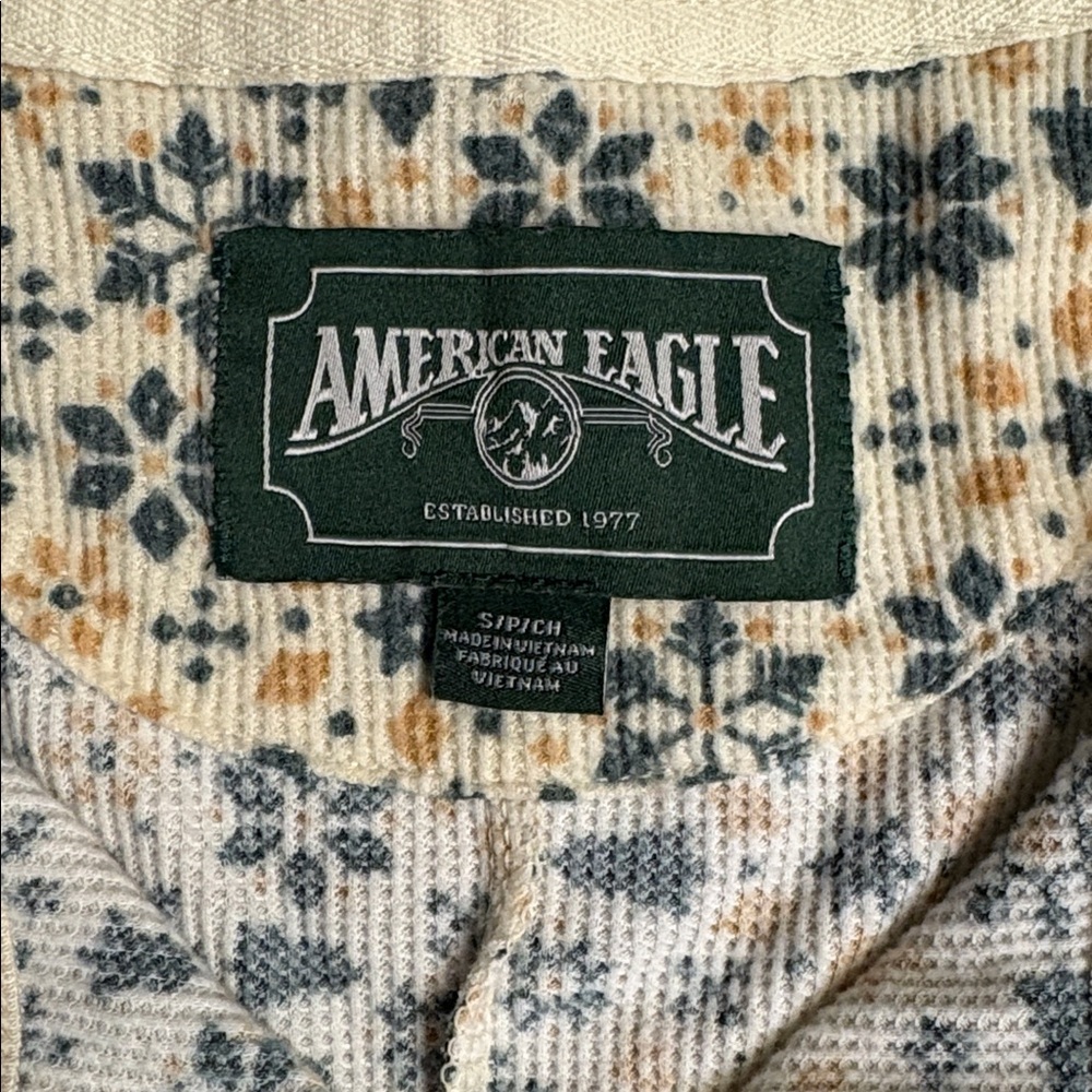 American Eagle Outfitters Waffle Knit Fair Isle Holiday Pajama Onesie Small - Picture 4 of 6